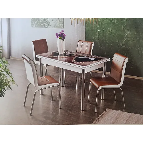 Resigilat Masa Extensibila Bucatarie/Dining , Camili Love, picioare nichelate, blat pal