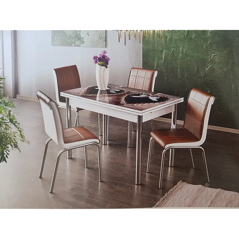 Masa Extensibila Bucatarie/Dining , Camili Love, picioare nichelate, blat pal