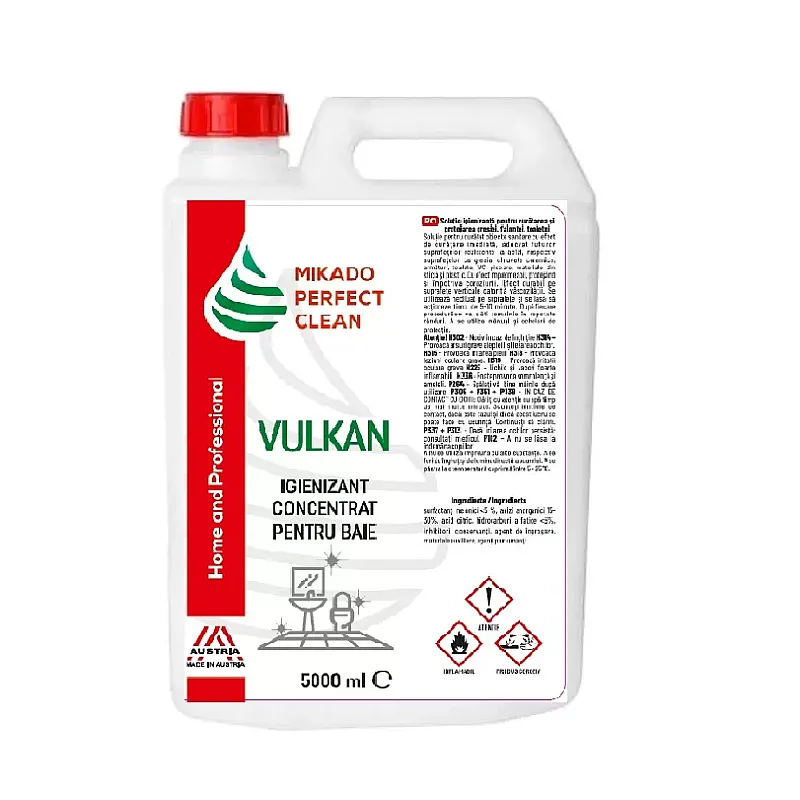 Solutie semiprofesionala pentru curatat obiecte sanitare, Mikado Perfect Clean VULKAN,5 Litri, pentru uz casnic si Horeca