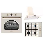 Pachet Cuptor Electric Dolce Vita Fedv60Bg + Plita Gaz Dolce Vita Pdv60Bg + Hota Onda Beige Retro