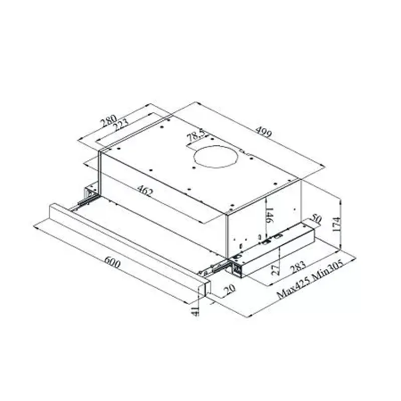 Hota incorporabila telescopica, 60 cm, Studio Casa Lean Retro, putere de absorbtie 347 m3 / h, Beige