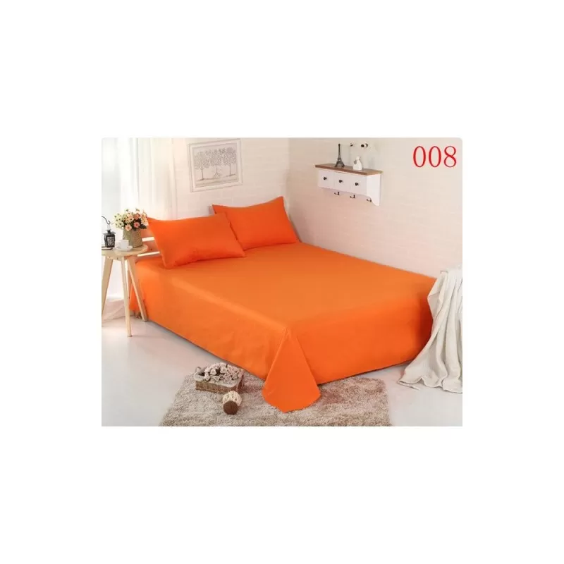 Pachet De 2 Set-Uri De 3 Piese Yuny Mally Home, 100% Bumbac, Cearceaf Pat Dublu Cu Elastic 160X200 Cm Si Doua Fete De Perna 50X70Cm Orange+ Gri