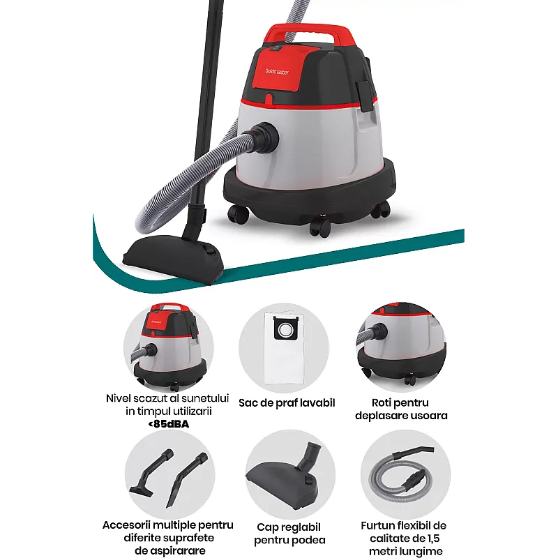 Aspirator cu sac Goldmaster Kurem GM-7590S, 2200W, Colectare 20l