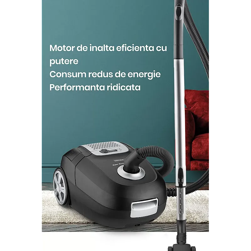Aspirator cu sac Goldmaster Zen GM-7575S, 900W, Negru