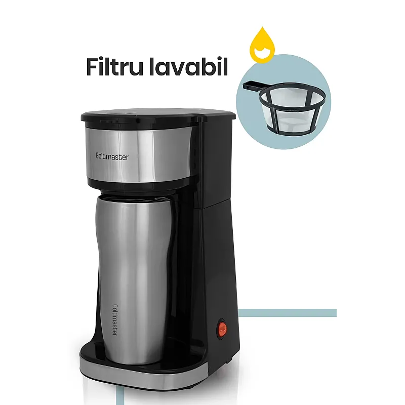 Aparat de cafea cu filtru, Goldmaster Gezgin GM-7365, 750W, Termos