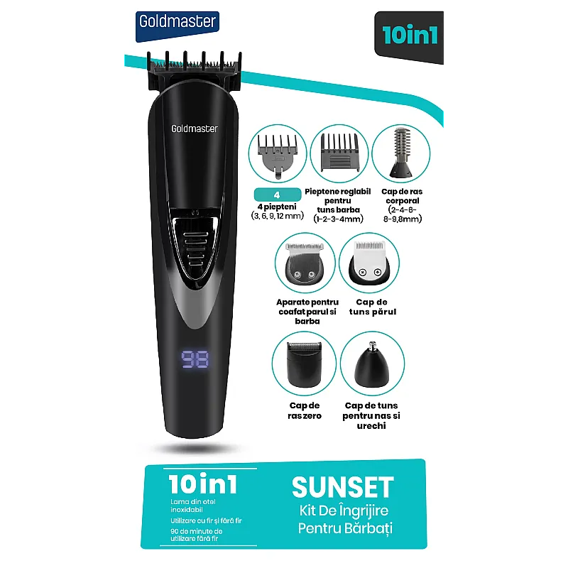 Aparat de tuns Goldmaster GM-8107, Lame otel, Incarcare rapida, Lithium-Ion 600 mAh