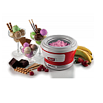 Aparat de inghetata, sorbet si iaurt inghetat 0643 Party Time Maker Ariete, Capacitate 1.5 l, Recipient detasabil, 12 W, Buton On/Off, Alb/Rosu