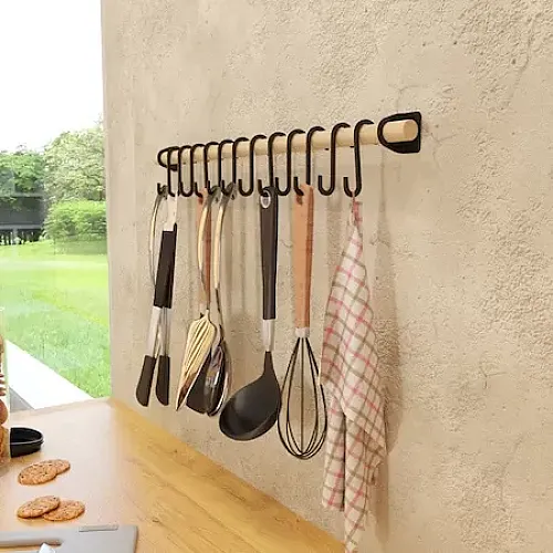 Agatatoare de perete, lemn cu carlige metalice, Seowood