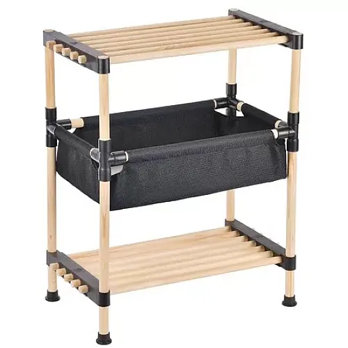 Etajera din lemn cu un cos din material textil,59 cm, Seowood