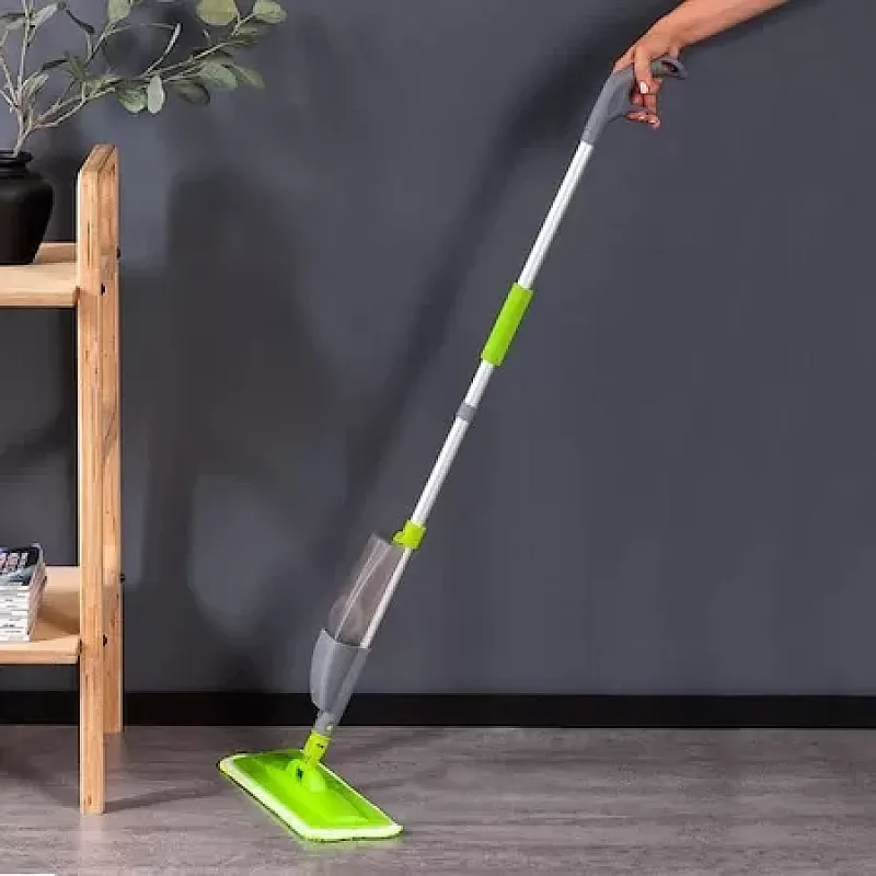Set curatenie 4 in 1 mop cu pulverizator si cleaner geam, Studio Casa, Verde