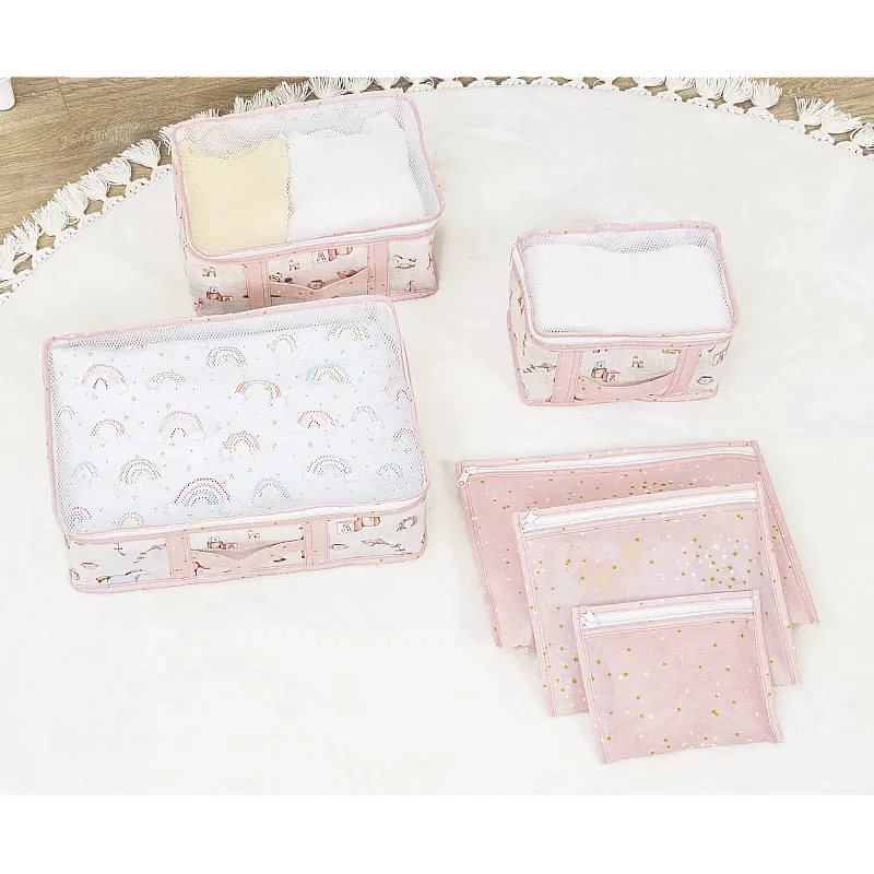 Set Cutii pentru Calatorie Bebe, 5 Bucati, 3 Cutii, 3 Portofele