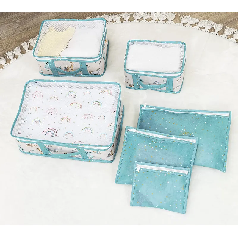 Set Cutii pentru Calatorie Bebe, 5 Bucati, 3 Cutii, 3 Portofele
