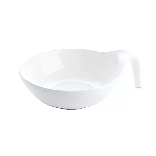 Bol Salata Rotund cu Maner, 21 cm, Ceramica, Alb