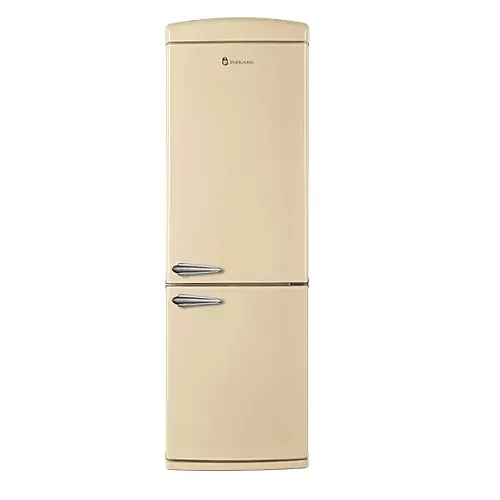 Combina frigorifica, Studio Casa, Retro, H 190 cm, 330 l, tehnologie No-Frost, deschidere dreapta, panou control LED, functie congelare rapida, mod eco, iluminat interior, crem