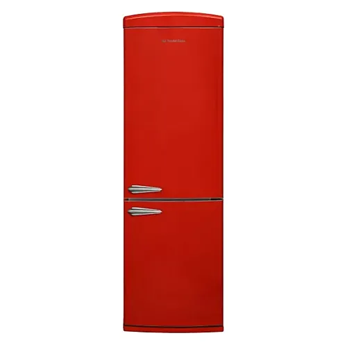 Combina frigorifica, Studio Casa, Retro, H 190 cm, 330 l, tehnologie No-Frost, deschidere dreapta, panou control LED, functie congelare rapida, mod eco, iluminat interior, rosu