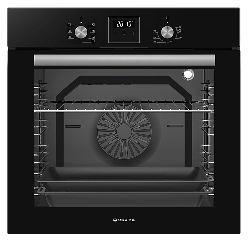 Cuptor electric incorporabil Studio Casa Ambra Nero FE808, 8 functii, Ventilator, Timer digital, 80 l, Grill electric, Clasa energetica A, Sticla neagra