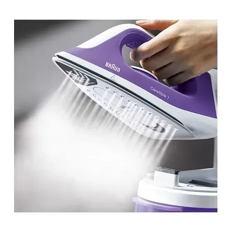 Statie de calcat Braun Carestyle 1 IS1014PU,6 bari, abur variabil 120g/min, jet de abur 360g/min, rezervor 1.5L, talpa Super Ceramic, Alb/Violet