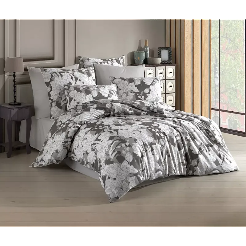 Lenjerie pat dublu Beautifull Studio Casa, 100% Bumbac ranforce, Cearceaf pilota 200 x 200 cm, Cearceaf pat 220 x 240 cm, 2 fete de perna 50 x 70 cm, Multicolor