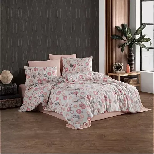 Lenjerie pat dublu Bubble Rose Studio Casa, Polycotton, Cearceaf pilota 180 x 200 cm, Cearceaf pat 200 x 220 cm, 2 fete de perna 50 x 70 cm, Multicolor