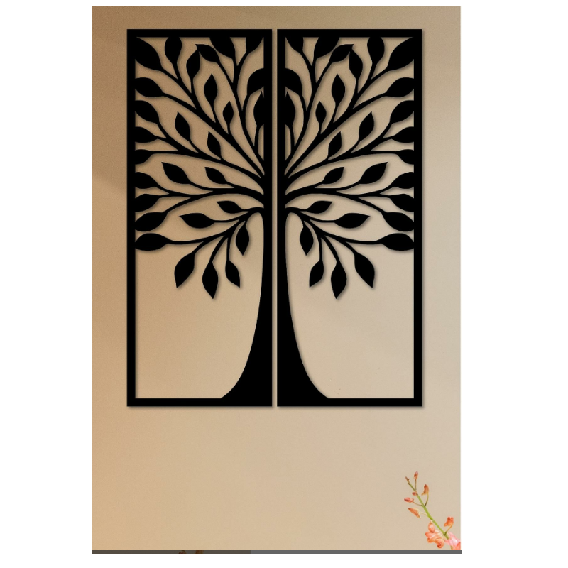 Panou metalic decorativ perete 3D, Deco Art Studio Casa, 65 x 51 cm, Legend Tree, Negru