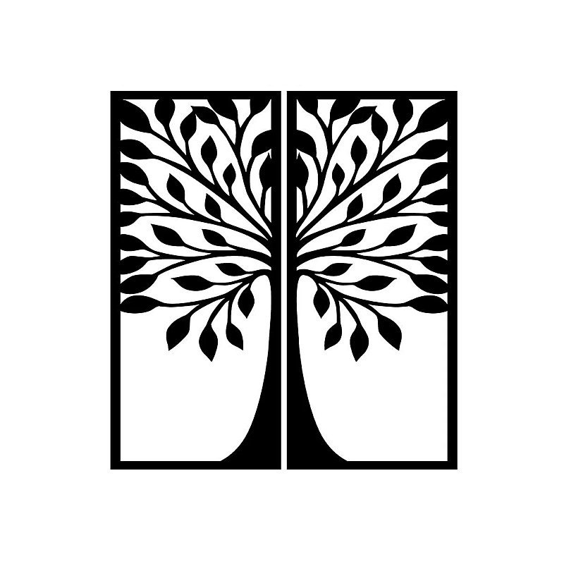 Panou metalic decorativ perete 3D, Deco Art Studio Casa, 65 x 51 cm, Legend Tree, Negru