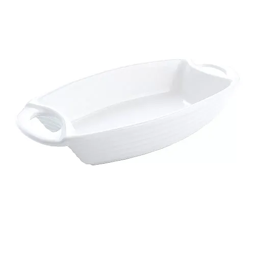 Platou cu Manere, 34 cm, ceramica termorezistenta pentru cuptor, Alb