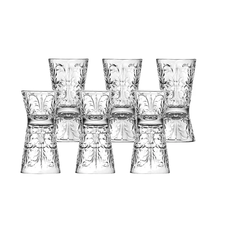 Set 6 pahare Clessidra Tatoo, RCR Crystal 2 in 1, Ideale pentru Shot-uri, lichior sau masura pentru cocktail-uri, 30 si 60 ml