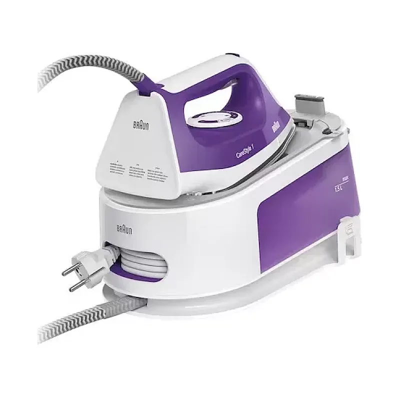 Statie de calcat Braun Carestyle 1 IS1014PU,6 bari, abur variabil 120g/min, jet de abur 360g/min, rezervor 1.5L, talpa Super Ceramic, Alb/Violet