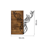 Decoratiune de perete Deco Art  Studio Casa, Lemn si metal, Design Cerb, 56 x 58 x 3 cm, Maro nuc/Negru