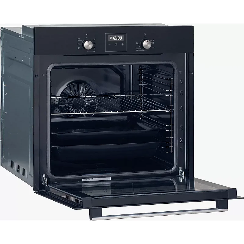 Pachet Cuptor electric incorporabil Studio Casa Ambra Nero FE808, 8 functii, Ventilator, Timer digital, 80 l, Grill electric, Clasa energetica A, Sticla neagra + Plita pe gaz Studio Casa PG660 ISEO Black, 4 arzatoare gaz - Studiocasa.ro
