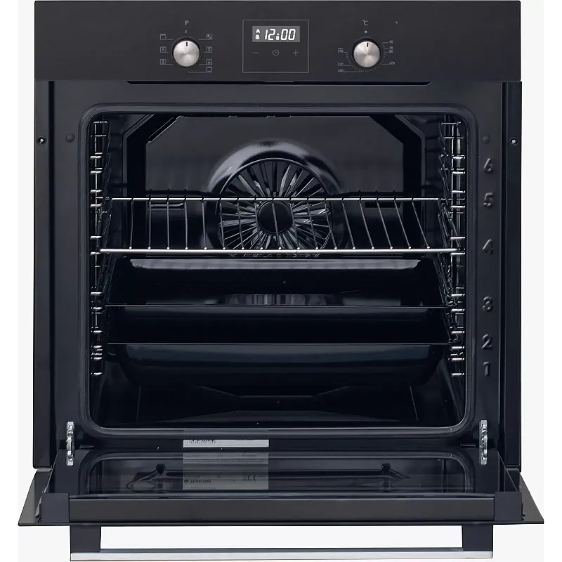 Pachet Cuptor electric incorporabil Studio Casa Ambra Nero FE808, 8 functii, Ventilator, Timer digital, 80 l, Grill electric, Clasa energetica A, Sticla neagra + Plita pe gaz Studio Casa PG660 ISEO Black, 4 arzatoare gaz - Studiocasa.ro