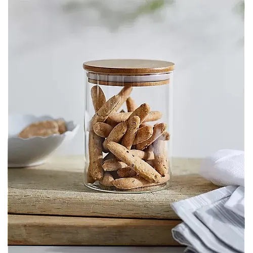 Recipient de sticlă borosilicata MAXI FLAVOUR pentru alimente, cu capac bambus, 800 ml, Studio Casa