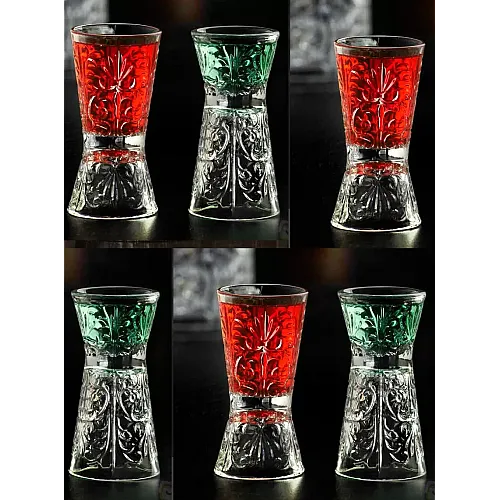 Set 6 pahare Clessidra Tatoo, RCR Crystal 2 in 1, Ideale pentru Shot-uri, lichior sau masura pentru cocktail-uri, 30 si 60 ml