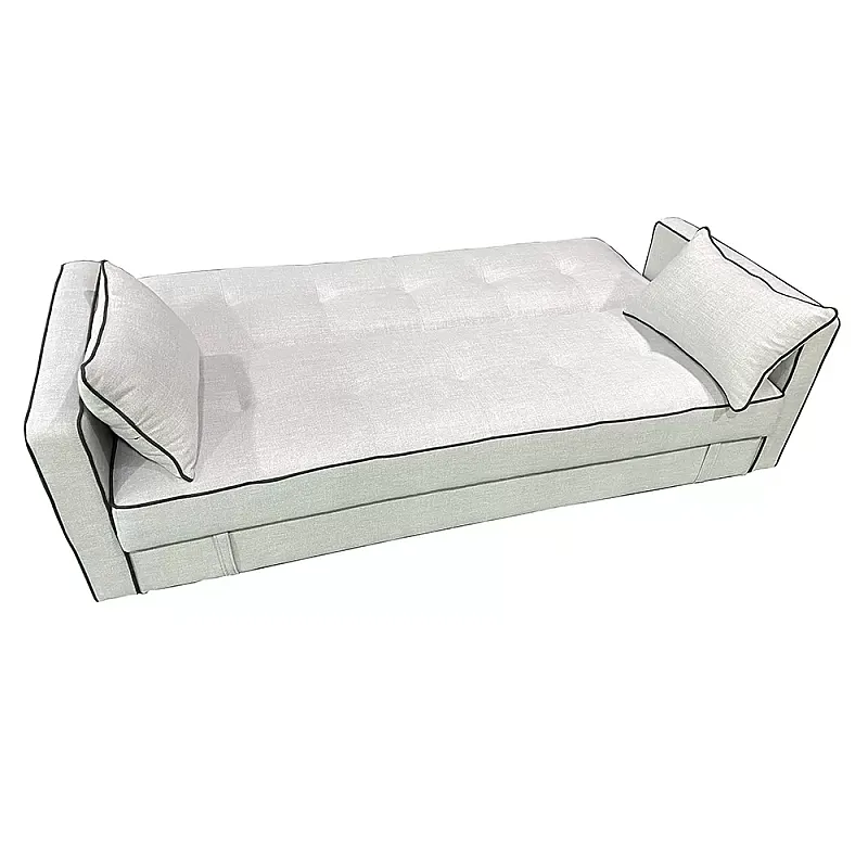 Canapea extensibila PRACTIC, 3 locuri, lada de depozitare, Click-Clack, SET C, 205 x 89 x 89 cm, stofa gri deschis cu bordura gri inchis, Smart Living Studio Casa