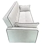 Canapea extensibila PRACTIC, 3 locuri, lada de depozitare, Click-Clack, SET C, 205 x 89 x 89 cm, stofa gri deschis cu bordura gri inchis, Smart Living Studio Casa