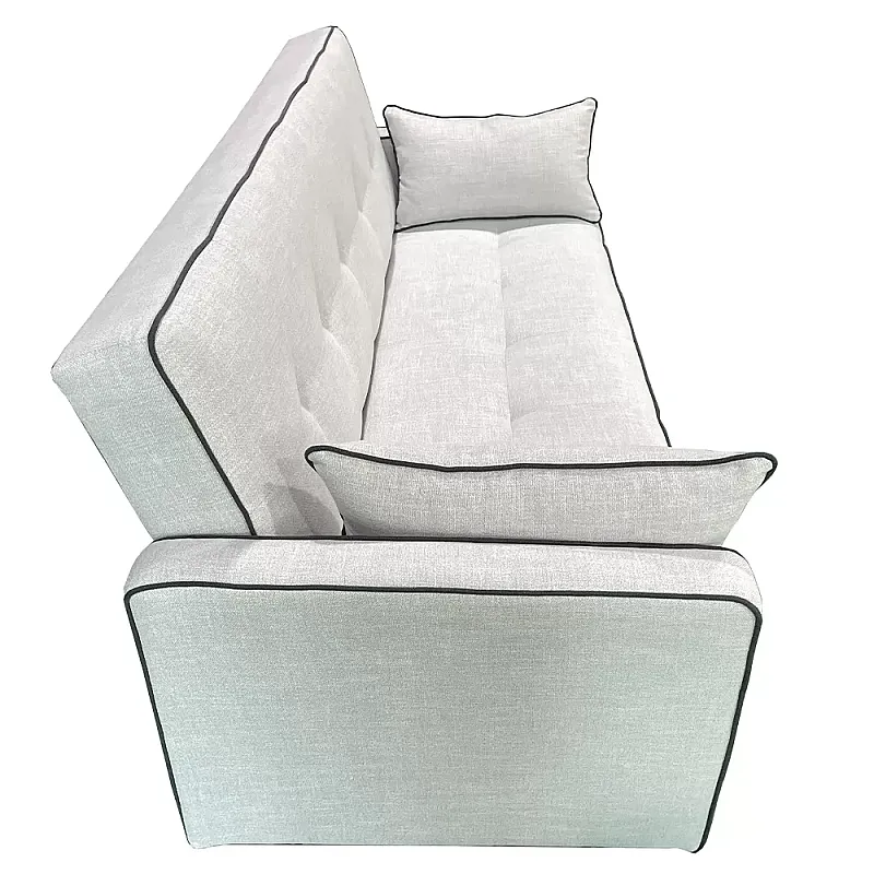 Canapea extensibila PRACTIC, 3 locuri, lada de depozitare, Click-Clack, SET C, 205 x 89 x 89 cm, stofa gri deschis cu bordura gri inchis, Smart Living Studio Casa