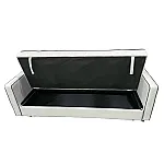 Canapea extensibila PRACTIC, 3 locuri, lada de depozitare, Click-Clack, SET C, 205 x 89 x 89 cm, stofa gri deschis cu bordura gri inchis, Smart Living Studio Casa