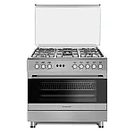Aragaz gaz  90 cm Prato Inox Studio Casa, 5 zone de gatit, Gaz, Wok, Cuptor gaz,  Rotisor, Timer digital, Grill electric, Gratar fonta,  Aprindere electrica, Clasa energetica A, Inox - Studiocasa.ro