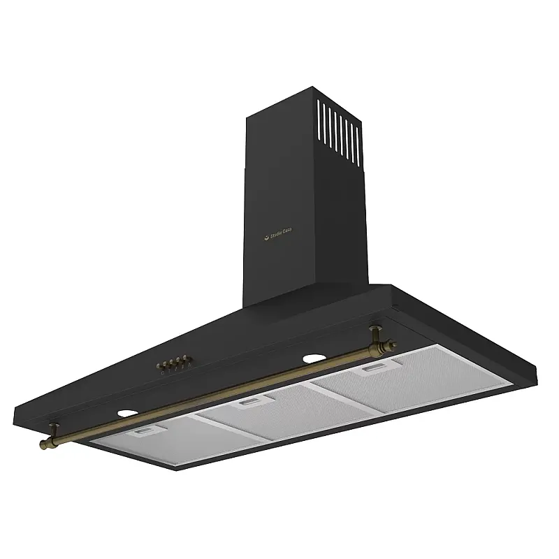 Hota decorativa cu design rustic Tosca Turbo 90 cm Studio Casa, Putere de absorbtie 648 m3/h, Negru