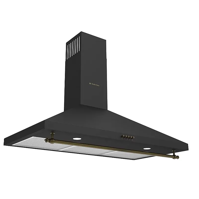 Hota decorativa cu design rustic Tosca Turbo 90 cm Studio Casa, Putere de absorbtie 648 m3/h, Negru
