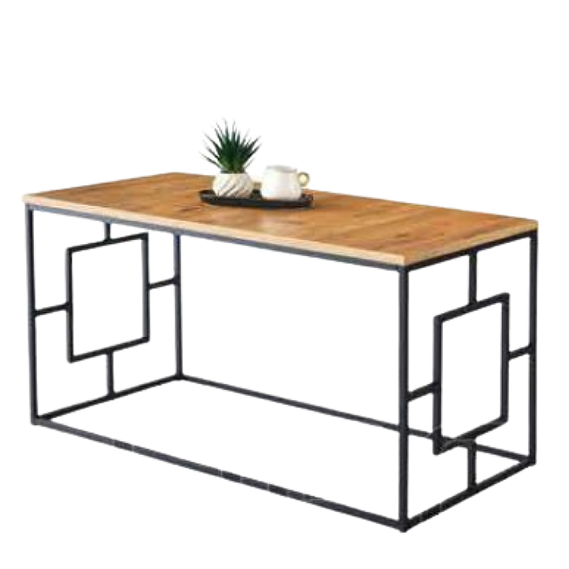 Masuta cafea Living Minimalista, Studio Casa, din metal și lemn, 100 x 51 x 52 cm, Maro / Negru