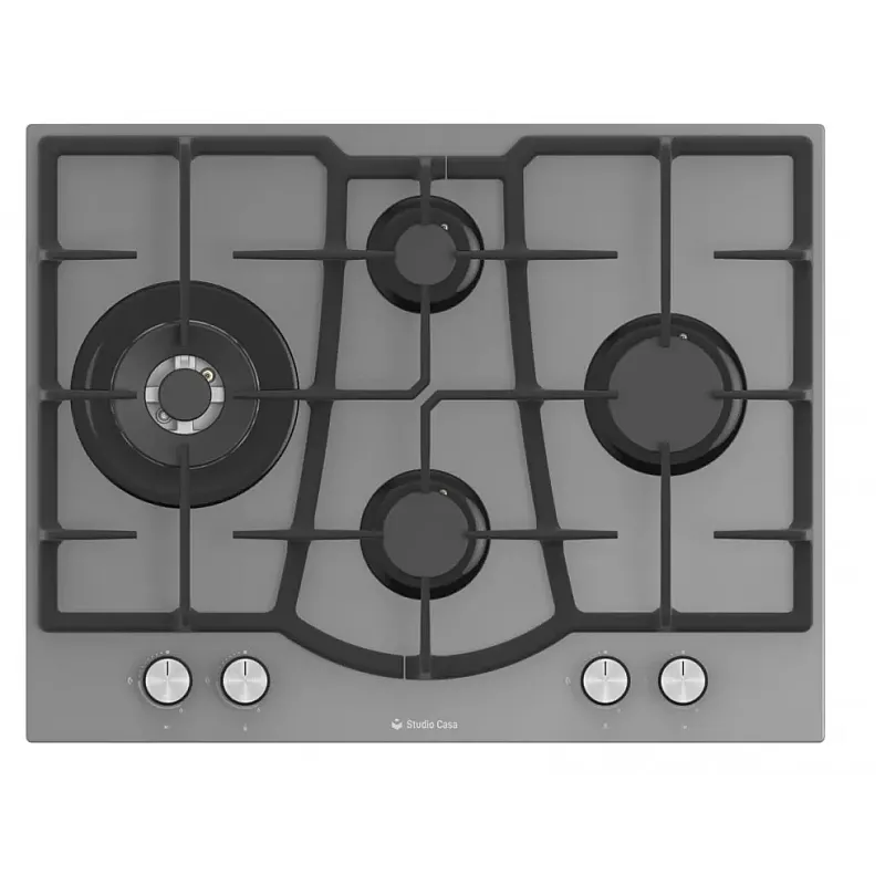 Pachet incorporabil Studio Casa Plane Elegance Aqua Cooking, Cuptor electric sticla gri, Plita gaz 70 cm sticla gri, Hota decorativa sticla gri, 10 functii, Grill, Rotisor, Coacere asistata cu abur, Sticla gri / Inox