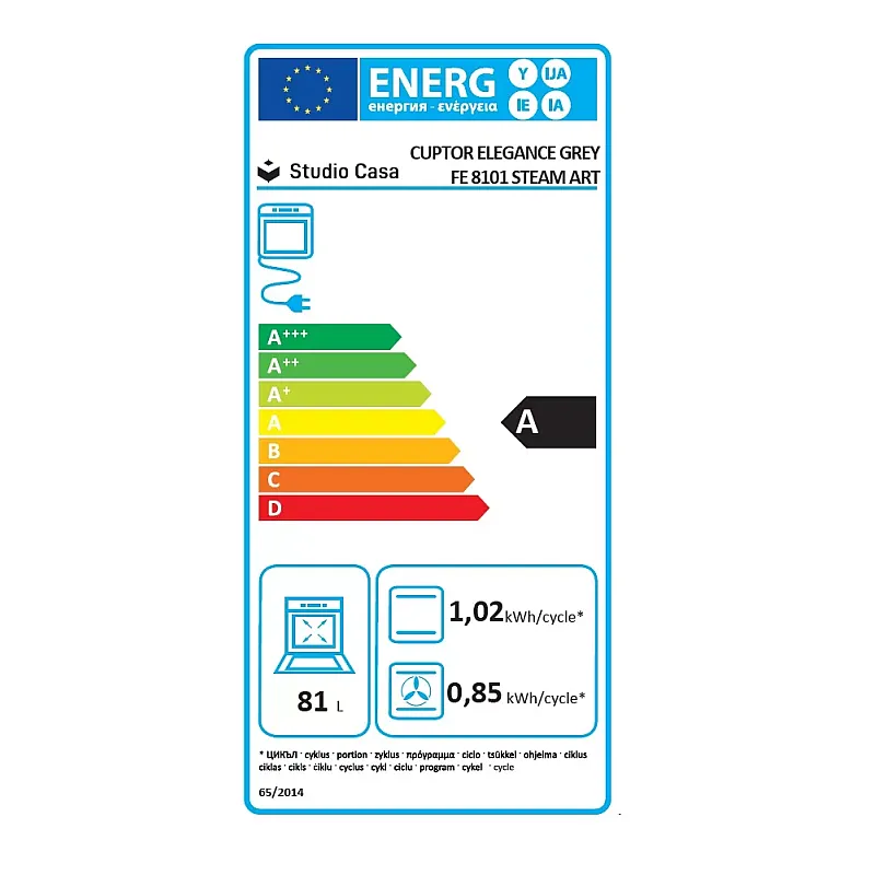 Pachet incorporabil Studio Casa Plane Elegance Aqua Cooking, Cuptor electric sticla gri, Plita gaz 70 cm sticla gri, Hota decorativa sticla gri, 10 functii, Grill, Rotisor, Coacere asistata cu abur, Sticla gri / Inox