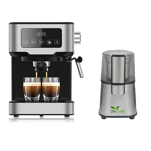 Pachet Espressor Cu Cappucino One Touch, Studio Casa, 1100W, 1,5 L, 15 Bari + Rasnita cafea Grind Master, Del Caffe, inox
