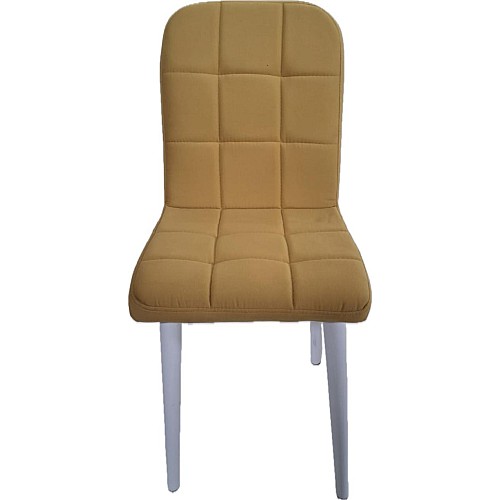 Scaun Elite Lux Smart Living Studio Casa , Cu spatar TAPITAT , cadru lemn alb+ Material Textil Galben