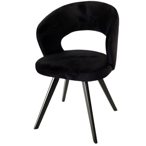Scaun Prestige Veluto Black, Structura Lemn, Șezut Și Spătar Din Catifea De Înaltă Calitate, 650G/ Mp , Impermeabil
