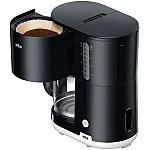 Cafetieră BRAUN Breakfast1 KF1100BK, 1000W, 10 cești, Necesită filtru nr. 4, Sistem OptiBrew, Carafa Aroma, Oprire automată, Butoane iluminate, Neagră