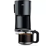 Cafetieră BRAUN Breakfast1 KF1100BK, 1000W, 10 cești, Necesită filtru nr. 4, Sistem OptiBrew, Carafa Aroma, Oprire automată, Butoane iluminate, Neagră
