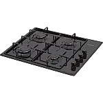 Pachet  incorporabil cuptor electric, plita gaz si hota telescopica front sticla neagra,  City Black Studio Casa, 56 l, Clasa energetica A, 6 functii, 4 arzatoare gaz, Negru