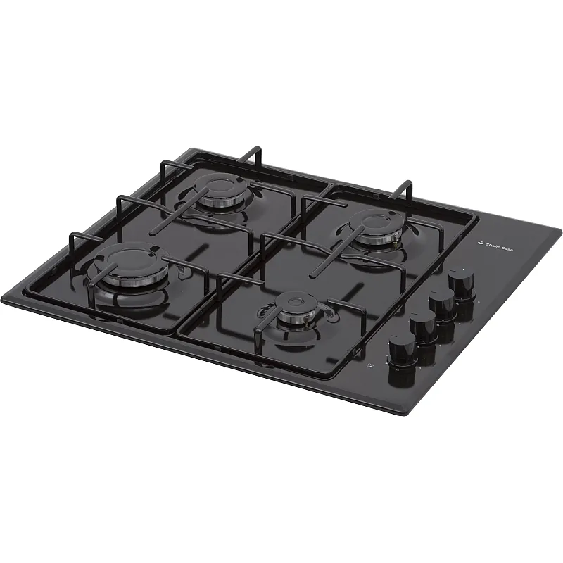 Pachet  incorporabil cuptor electric, plita gaz si hota telescopica front sticla neagra,  City Black Studio Casa, 56 l, Clasa energetica A, 6 functii, 4 arzatoare gaz, Negru